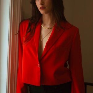 Cropped Red Blazer